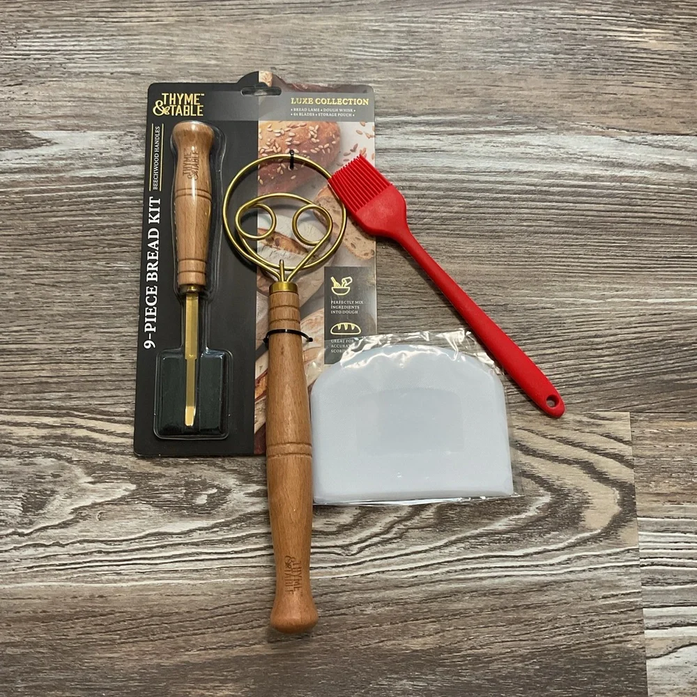 Thyme & Table 9 Piece Bread Kit, Dough Scraper and Basting Brush NWT